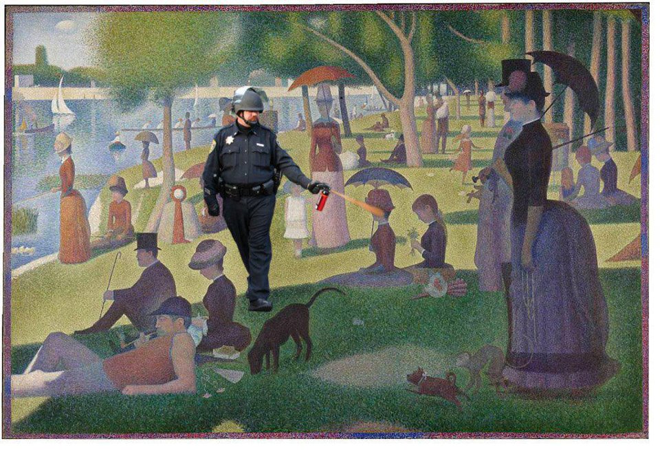 Casually Pepper Spraying A Sunday Afternoon on the Island of La Grande Jatte