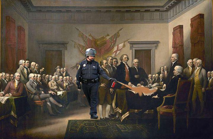 Casually Pepper Spraying Declaration of Independence